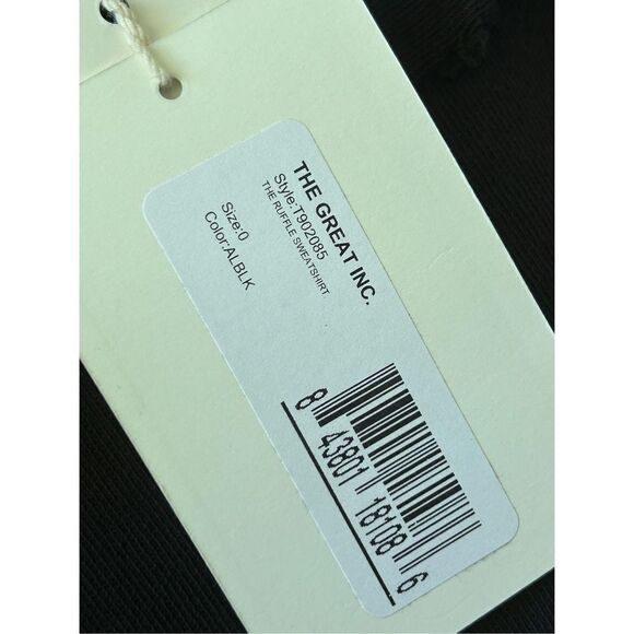 The Great. Long Sleeve The Ruffle Sweatshirt Women’s Black Size  XS - Picture 7 of 9